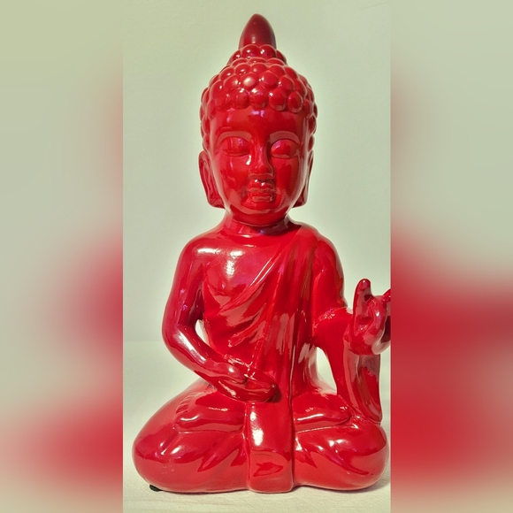 Beautiful decorative Statue in red ceramic of Shakyamuni Buddha in meditation - Picture 2 of 12